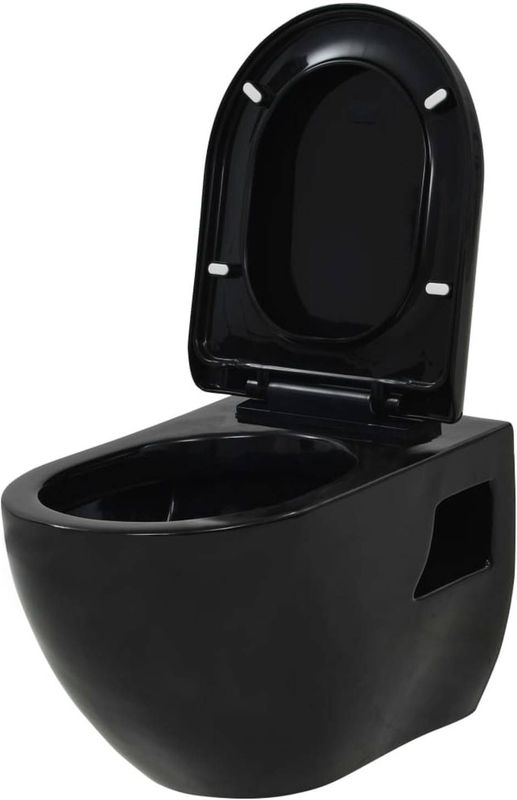 vidaXL Wand-WC Keramik Schwarz