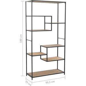 VidaXL Boekenkast 90,5x35x180 cm Massief Vurenhout en Staal