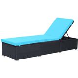 vidaXL Sonnenliege mit Auflage Poly Rattan Schwarz