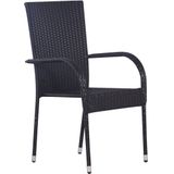 vidaXL Stapelbare Gartenstühle 2 Stk. Poly Rattan Schwarz