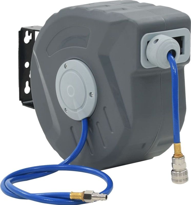Automatische Luchtslanghaspel - Grijs - PVC - 12 Meter