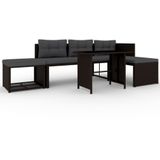 Loungeset Compact dining poly rattan bruin