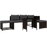 Loungeset Compact dining poly rattan bruin