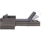 VidaXL 3-Delige Loungeset met Kussens - Poly Rattan Grijs