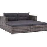 VidaXL 3-Delige Loungeset met Kussens - Poly Rattan Grijs