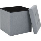vidaXL Hocker mit Stauraum Hellgrau Leinenoptik