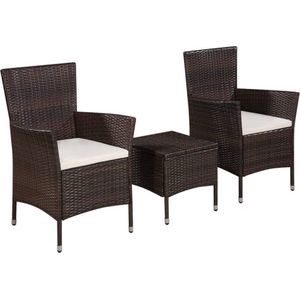 VidaXL 3-delige Bistroset Poly Rattan Bruin