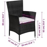 vidaXL 3-tlg. Bistro-Set Poly Rattan Schwarz
