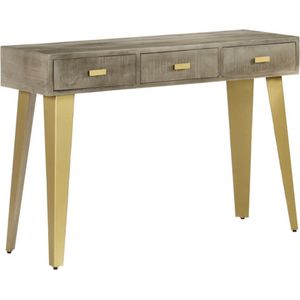 vidaXL Konsolentisch Grau mit Messing 110 x 35 x 76 cm Mangoholz Massiv