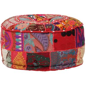 vidaXL Patchwork Sitzpouf Rund Baumwolle Handgefertigt 40x20 cm Rot