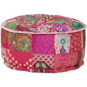 vidaXL Patchwork Sitzpouf Rund Baumwolle Handgefertigt 40x20 cm Rosa