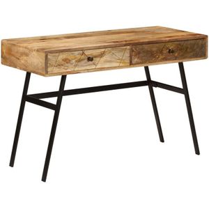 vidaXL - Schrijftafel - Massief Mangohout - 2 Lades - Industriële Ontwerp