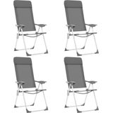 VidaXL Campingstoelen 4 st. Inklapbaar Aluminium Grijs