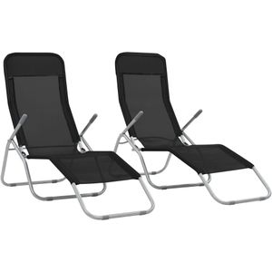 Klappliegen 2 Stk. Textilene Schwarz Vidaxl