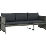 VidaXL 3-Delige Loungeset met Kussens - Poly Rattan Grijs