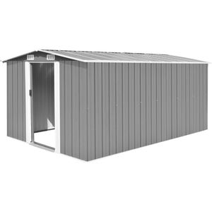 vidaXL - Tuinschuur - 257x392x181 - cm - metaal - grijs