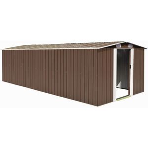 vidaXL - Tuinschuur - 257x580x181 - cm - metaal - bruin
