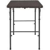 VidaXL Inklapbare Tuintafel Rattan Look 120x60x74 cm HDPE Bruin