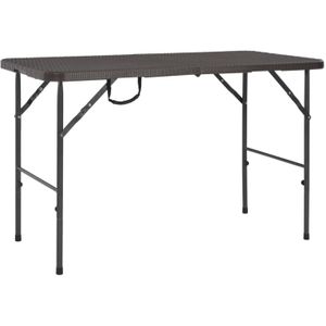 VidaXL Inklapbare Tuintafel Rattan Look 120x60x74 cm HDPE Bruin