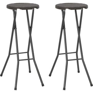Vidaxl - Klappbare Barhocker 2 Stk. hdpe und Stahl Braun Rattanoptik