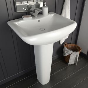 vidaXL - Wastafel - op - voet - vrijstaand - 580x470x200 - mm - keramiek - wit