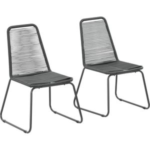 Wanda - Tuinstoel - Zwart - Poly Rattan - Set van 2