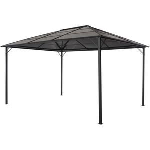 vidaXL - Prieel - met - dak - 4x3x2,6 - m - aluminium - zwart