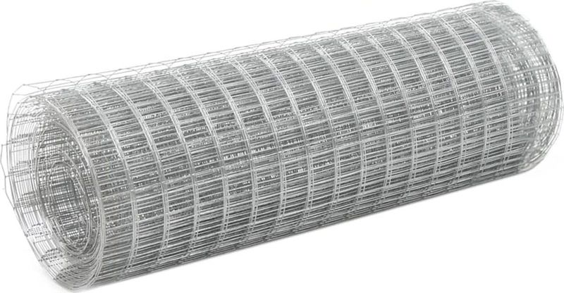 vidaXL Kippengaas 10x0.5 m gegalvaniseerd staal zilverkleurig
