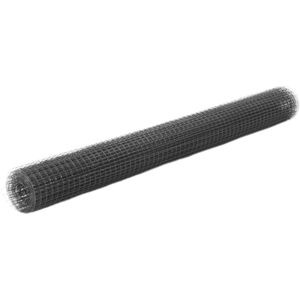 vidaXL Draadgaas vierkant 25x1.5 m staal met PVC coating grijs
