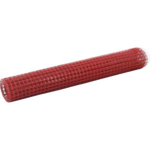 vidaXL Draadgaas vierkant 25x1 m staal met PVC coating rood
