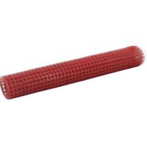 vidaXL Draadgaas vierkant 25x1 m staal met PVC coating rood