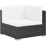 VidaXL 7-delige Loungeset met Kussens - Poly Rattan Zwart