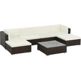 vidaXL 7-delige Loungeset met kussens poly rattan bruin