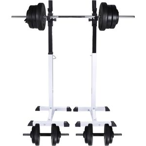 vidaXL-Halter-/squatrek-met-halterset-60,5-kg