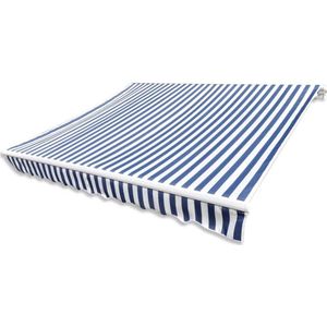 vidaXL - Luifeldoek - 500x300 - cm - canvas - blauw - en - wit