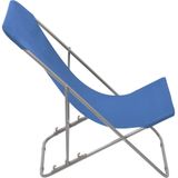 vidaXL Strandstoelen inklapbaar 2 st staal en oxford stof blauw