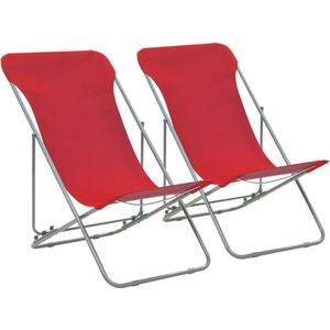 VidaXL Inklapbare Strandstoelen 2 st. Staal & Oxford Stof Rood