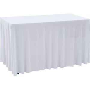 vidaXL 2 st Tafelhoezen stretch met rok 243x76x74 cm wit