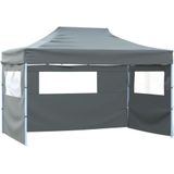 vidaXL - Vouwtent - met - 3 - wanden - 3x4,5 - m - antraciet