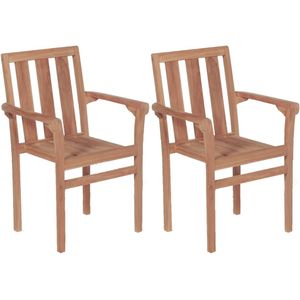 vidaXL Tuinstoelen stapelbaar 2 st massief teakhout