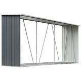 vidaXL - Haardhoutschuur - 330x84x152 - cm - gegalvaniseerd - staal - grijs