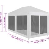 vidaXL - Partytent - met - 6 - mesh - zijwanden - 6x3 - m