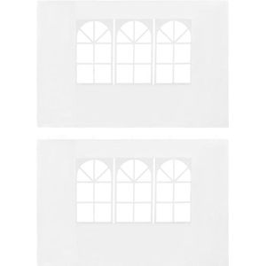 vidaXL - Tentwanden - met - raam - PE - wit - 2 - st