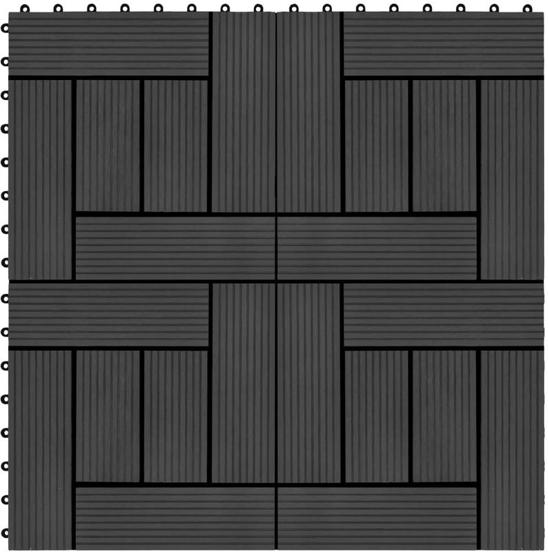 vidaXL Terrassenfliesen 11 Stück WPC 30 x 30 cm 1 qm Schwarz