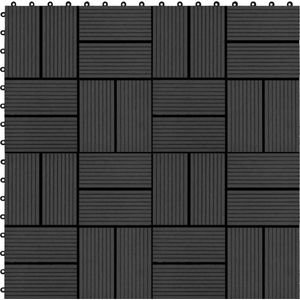 HKC Terrastegelset - Zwart - Hout-Kunststof-Composiet - 11 Tegels