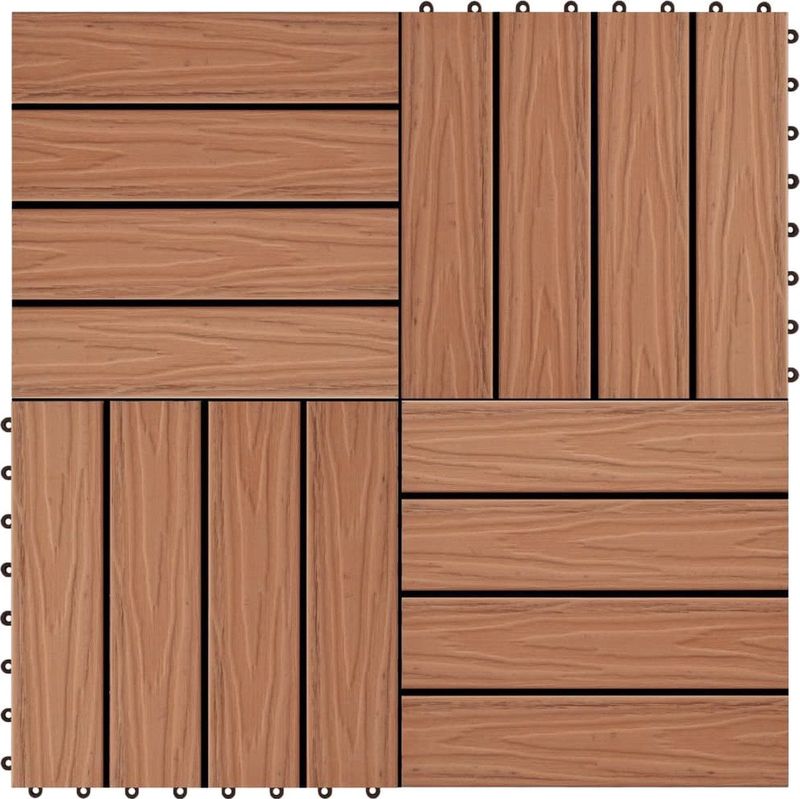 vidaXL - Terrastegels - diep - reliëf - 30x30 - cm - 1 - m² - HKC - lichtbruin - 11 - st