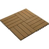 vidaXL Terrastegels diep reliëf 30x30 cm 1 m² HKC teakkleur 11 st