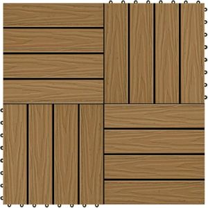Terrassenfliesen 11Stk. Tief Geprägt wpc 30x30cm 1 qm Teakfarbe Vidaxl