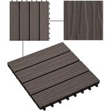 vidaXL - Terrastegels - diep - reliëf - 30x30 - cm - 1 - m² - HKC - donkerbruin - 11 - st