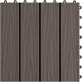 vidaXL - Terrastegels - diep - reliëf - 30x30 - cm - 1 - m² - HKC - donkerbruin - 11 - st